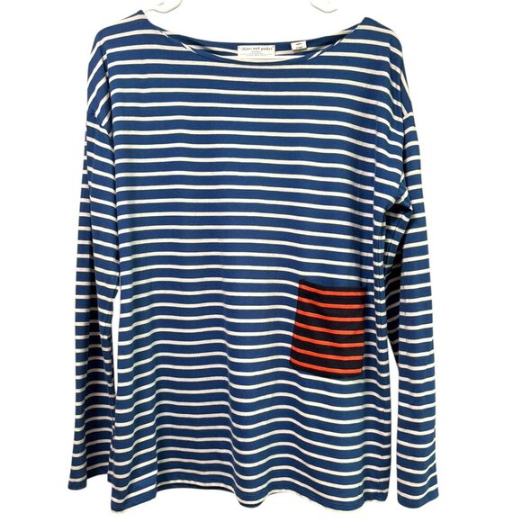 Chinti & Parker Tops - CHINTI and PARKER London Organic Cotton NWOT Striped Top Size L Blue Cream Red
